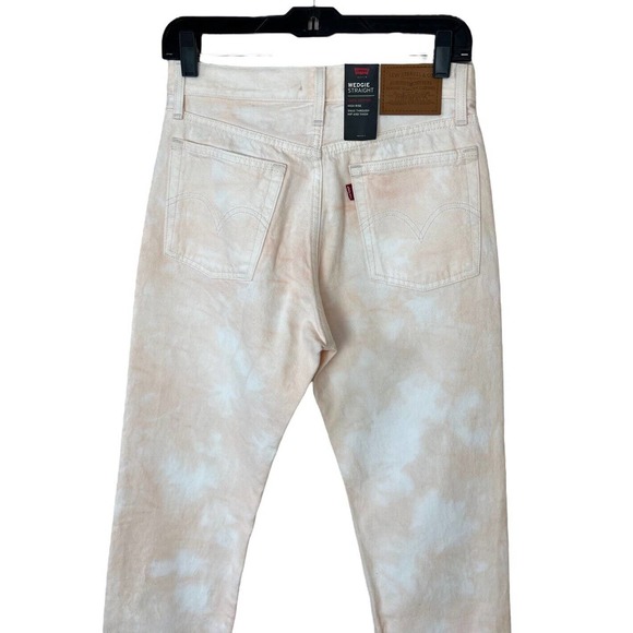 NEW Levis Wedgie Straight Jeans High Rise Denim Tie Dye Button Fly Pink Peach 27 - Picture 6 of 12